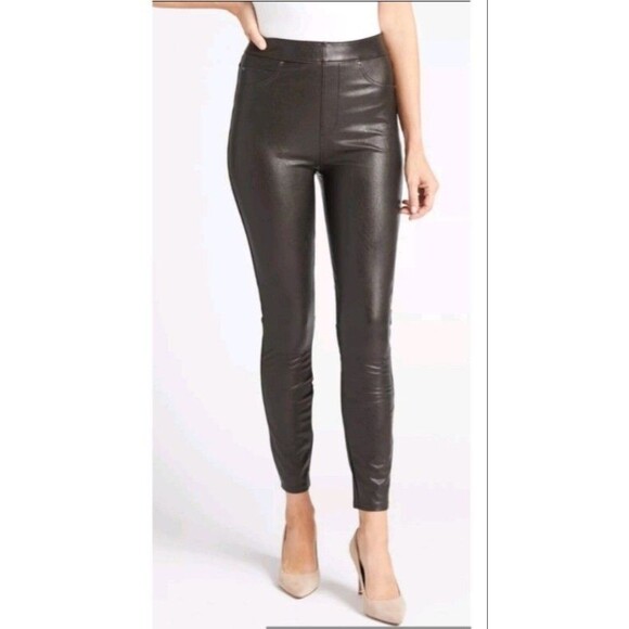 Spanx Faux Leather Pants Womens Small Black High Rise Skinny Stretch Pull On - Picture 1 of 7